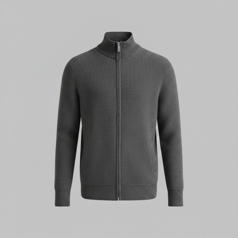 Men's Slim Fit Zip Cardigan Sweater | Stylish Ribbed Knit