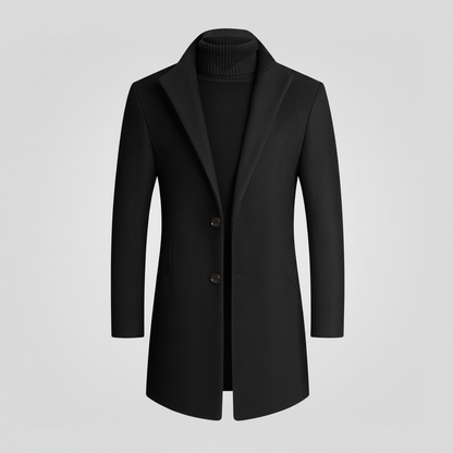Men's Long Coat | Stylish Notched Lapel Overcoat