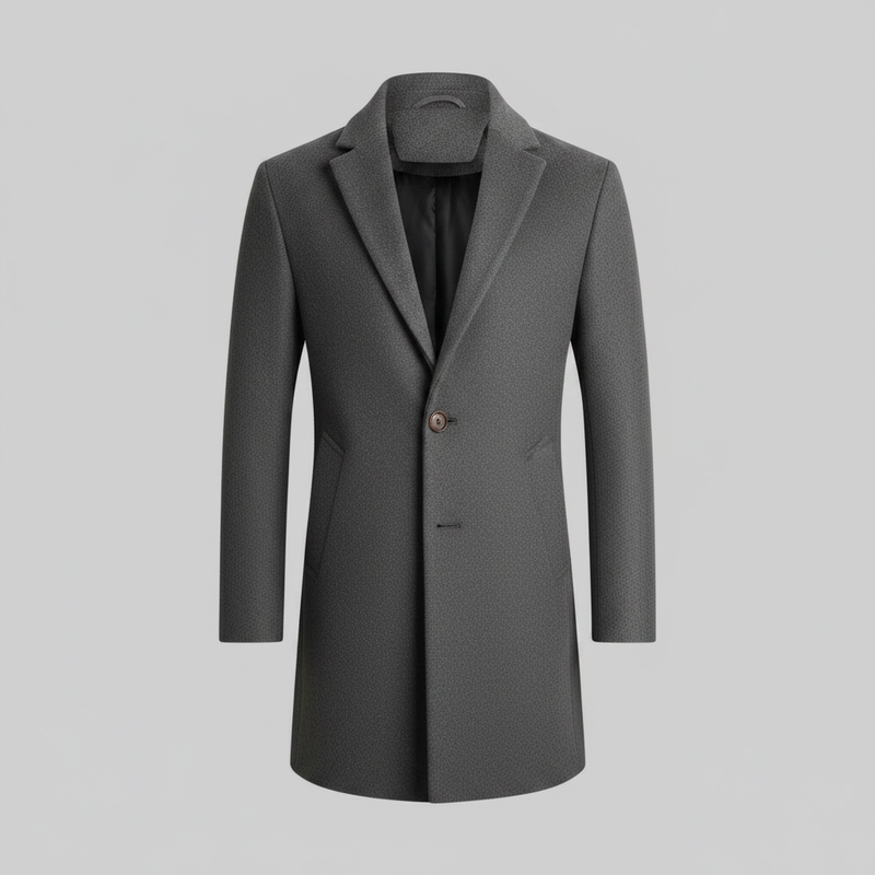 Men's Long Coat | Stylish Notched Lapel Overcoat