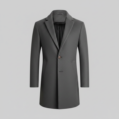 Men's Long Coat | Stylish Notched Lapel Overcoat