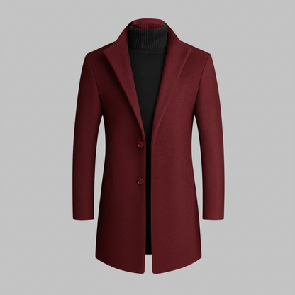 Men's Long Coat | Stylish Notched Lapel Overcoat