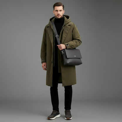 Men's Long Waterproof Puffer Trench Coat | Stylish Outerwear