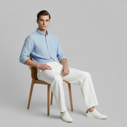Men's Black Work Pants | Straight Fit Pleated Trousers