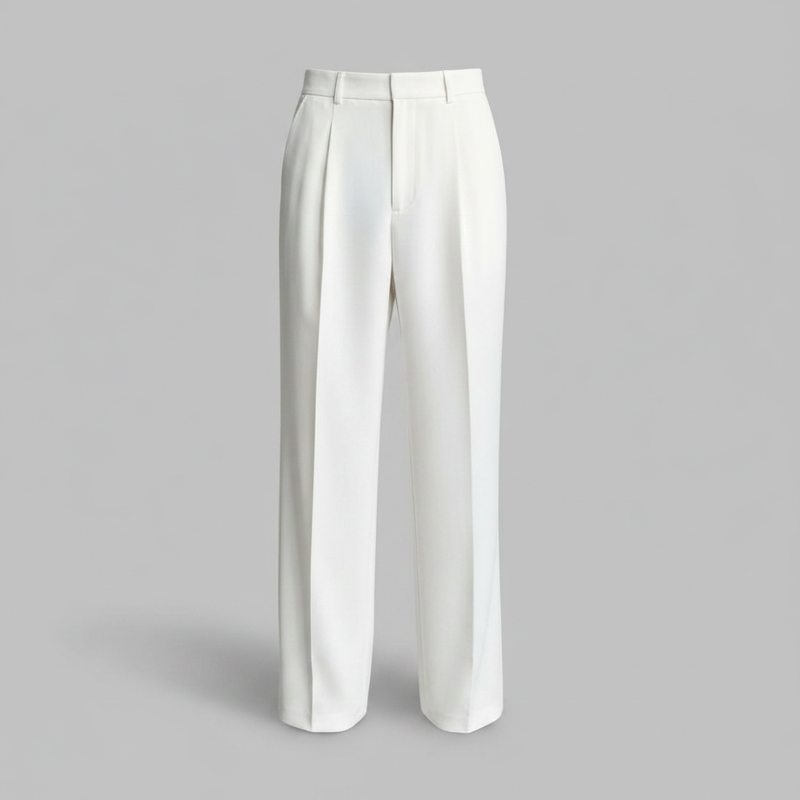Men's Black Work Pants | Straight Fit Pleated Trousers