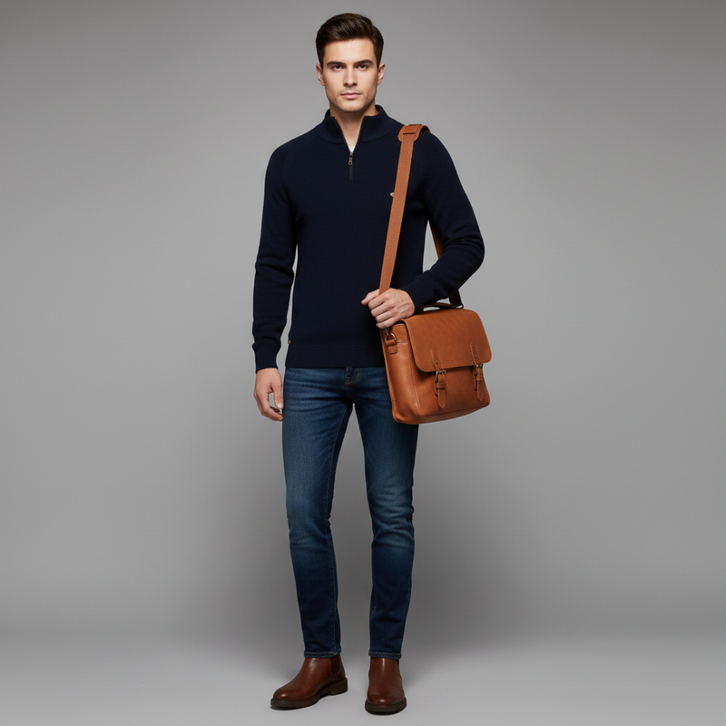 Men's Half Zip Sweater | Slim Fit Knitted Jumper