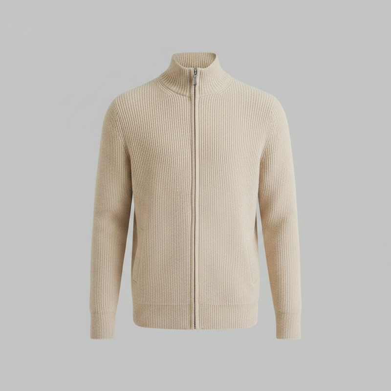 Men's Slim Fit Zip Cardigan Sweater | Stylish Ribbed Knit