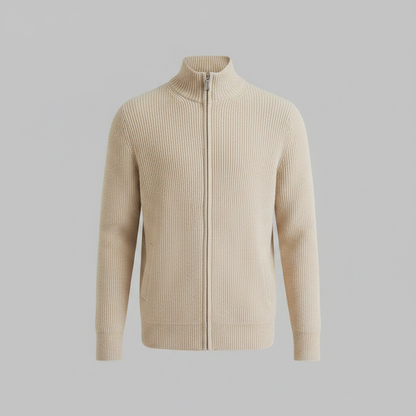 Men's Slim Fit Zip Cardigan Sweater | Stylish Ribbed Knit
