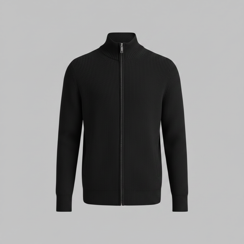 Men's Slim Fit Zip Cardigan Sweater | Stylish Ribbed Knit